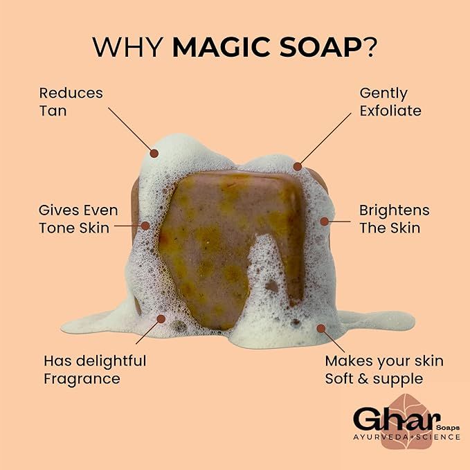 Ghar Soaps Magic Soap| Pack Of 1 Or 3| 100% Original| Tan Remover Soap