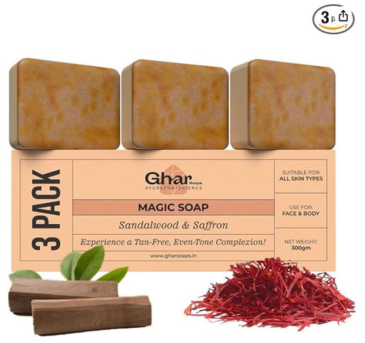 Ghar Soaps Magic Soap| Pack Of 1 Or 3| 100% Original| Tan Remover Soap