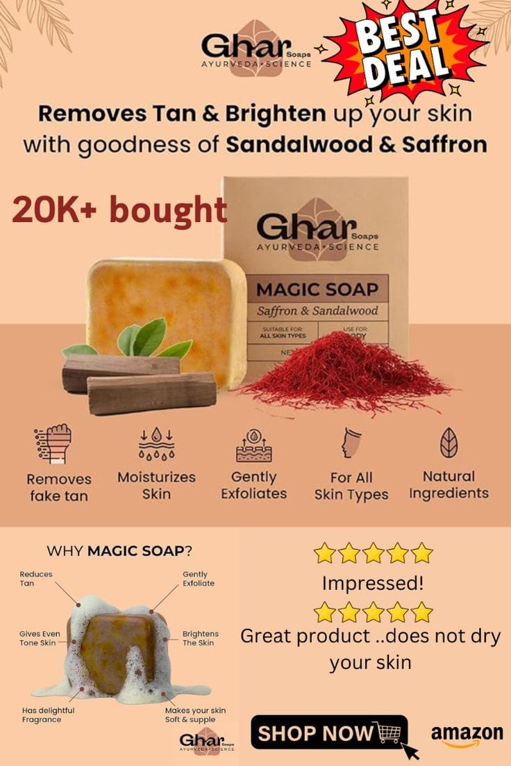 Ghar Soaps Magic Soap| Pack Of 1 Or 3| 100% Original| Tan Remover Soap