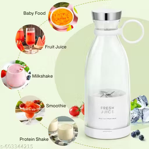 Portable Electric USB Juicer Blender Bottle – Rechargeable Handheld Fruit Juic & Smoothie Maker | Mini Travel Shake Machine for Home, Gym & Office Use