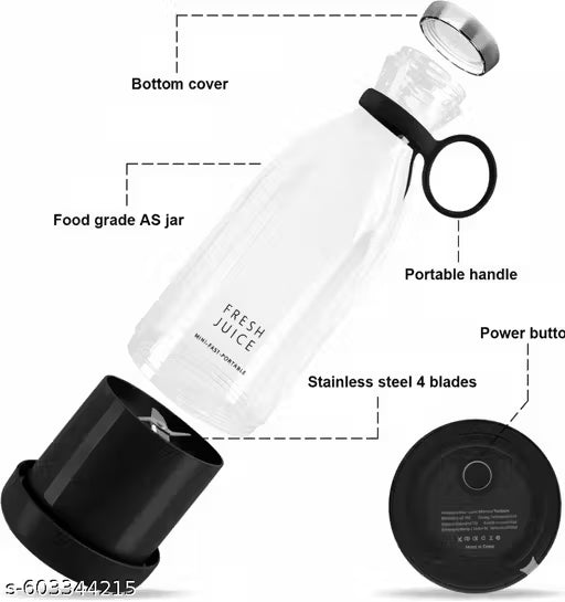 Portable Electric USB Juicer Blender Bottle – Rechargeable Handheld Fruit Juic & Smoothie Maker | Mini Travel Shake Machine for Home, Gym & Office Use