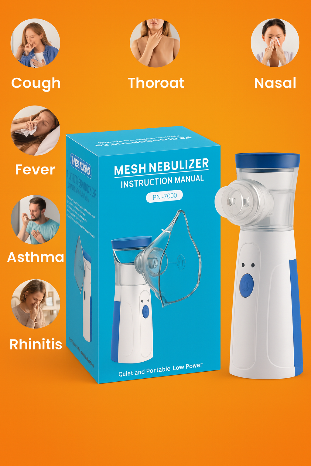Portable Nebulizer Handheld, One Touch Operation, No Noise, High Nebulization Rate, Personal Inhalers For Breathing Problems Lightweight, Travel Friendly For Adults & Kids